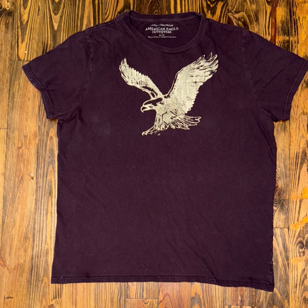 American Eagle Outfitters 100% Cotton Mahogany Eagle Graphic Short Sleeve Tee